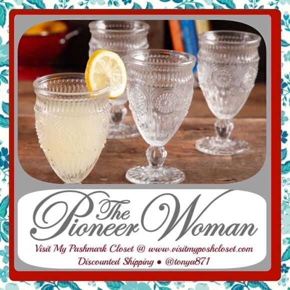 Flash Sale! 🦋 New Pioneer Woman Adeline 12-Ounce Footed Glass Goblets - Picture 4 of 9